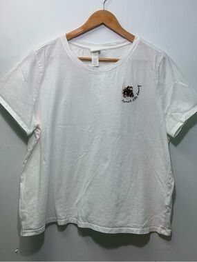 H&M White Crewneck Tee with Subtle Embroidered Detail